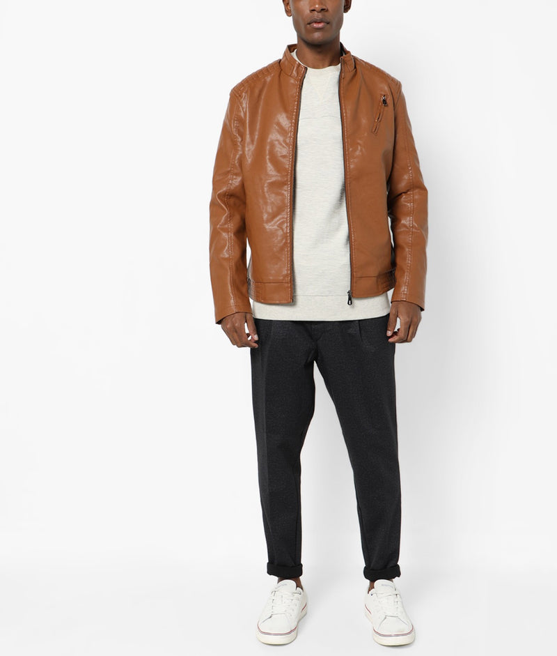 Biker Jacket - Men Real Lambskin Motorcycle Leather Biker Jacket KM632 - Koza Leathers