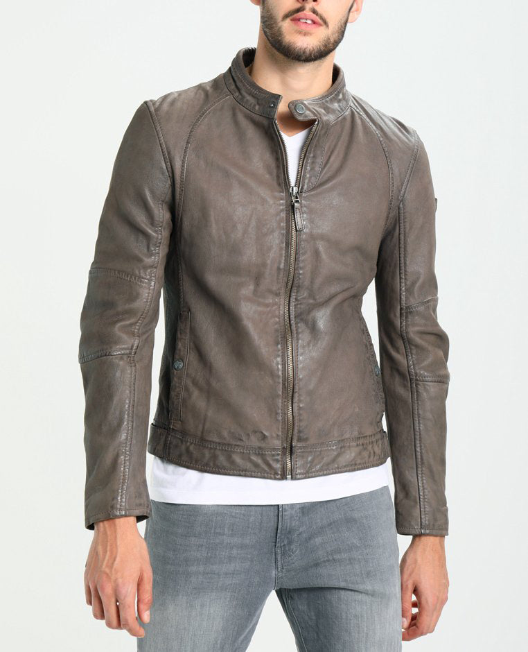 Biker Jacket - Men Real Lambskin Motorcycle Leather Biker Jacket KM262 - Koza Leathers