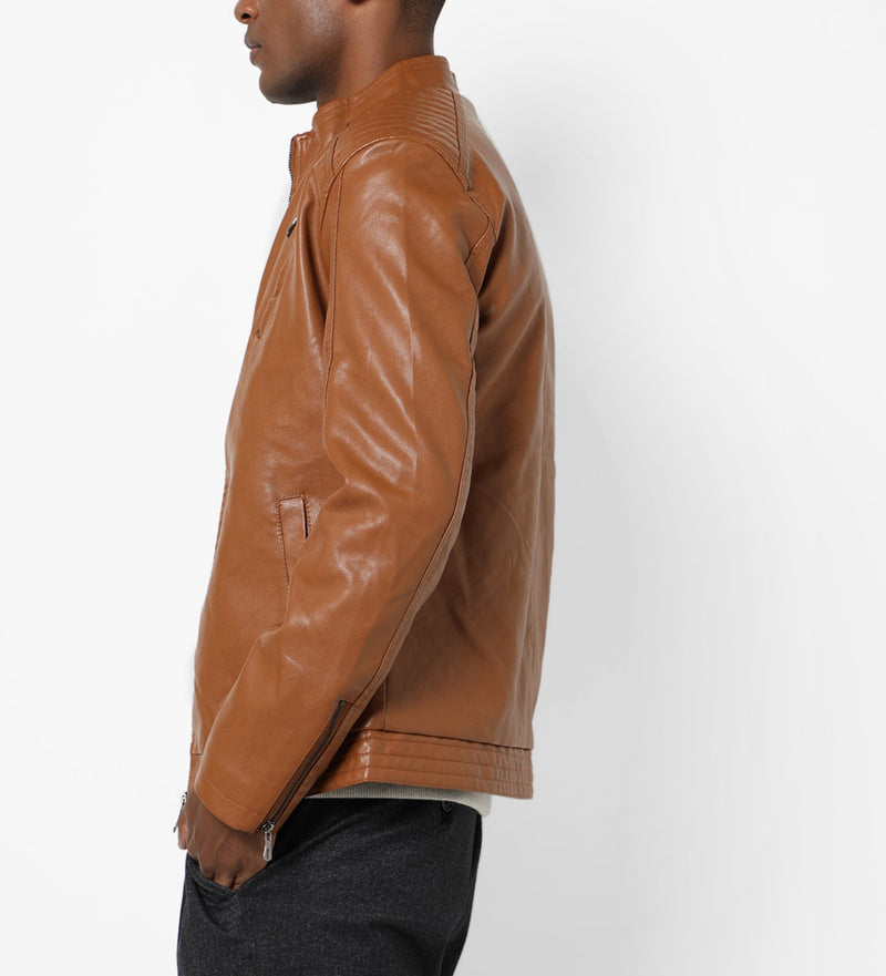 Biker Jacket - Men Real Lambskin Motorcycle Leather Biker Jacket KM632 - Koza Leathers