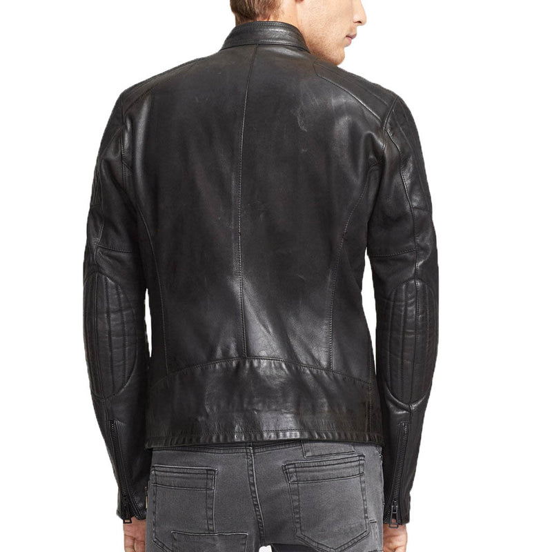 Biker Jacket - Men Real Lambskin Motorcycle Leather Biker Jacket KM334 - Koza Leathers