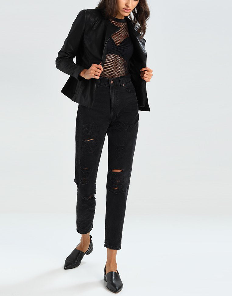 Biker / Motorcycle Jacket - Women Real Lambskin Leather Biker Jacket KW217 - Koza Leathers