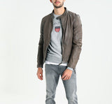 Biker Jacket - Men Real Lambskin Motorcycle Leather Biker Jacket KM262 - Koza Leathers