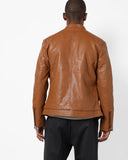 Biker Jacket - Men Real Lambskin Motorcycle Leather Biker Jacket KM632 - Koza Leathers