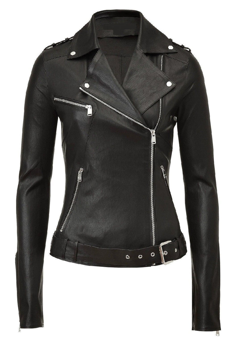 Biker / Motorcycle Jacket - Women Real Lambskin Leather Jacket KW020 - Koza Leathers