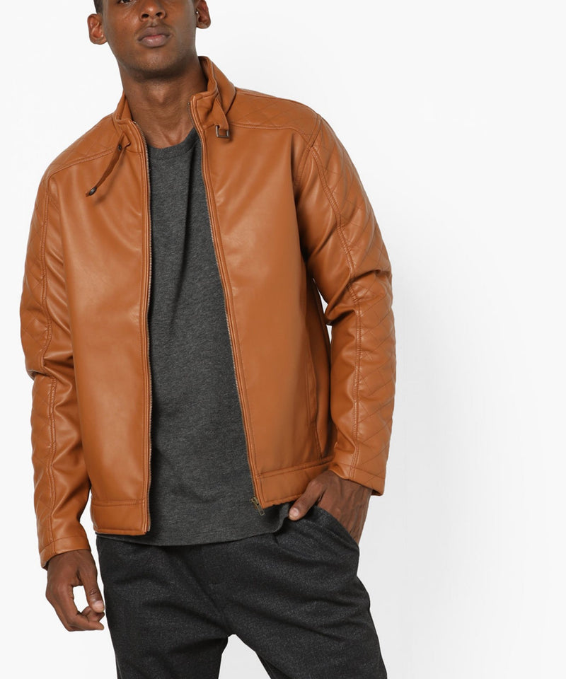 Biker Jacket - Men Real Lambskin Motorcycle Leather Biker Jacket KM633 - Koza Leathers