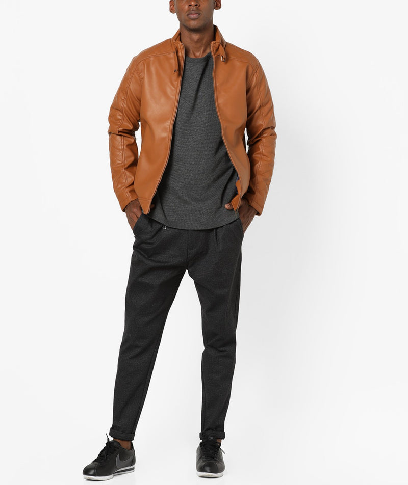 Biker Jacket - Men Real Lambskin Motorcycle Leather Biker Jacket KM633 - Koza Leathers