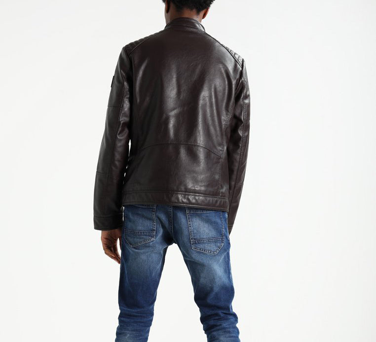 Biker Jacket - Men Real Lambskin Motorcycle Leather Biker Jacket KM263 - Koza Leathers