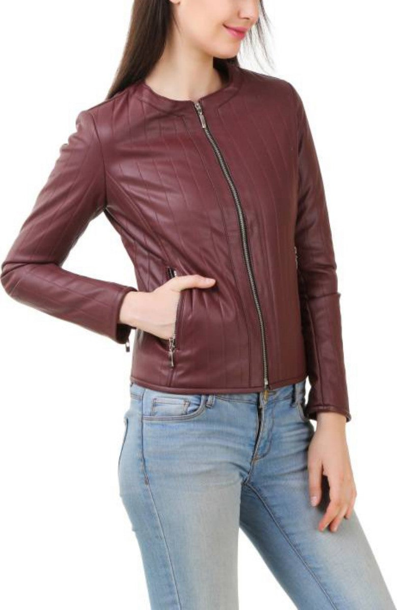 Biker / Motorcycle Jacket - Women Real Lambskin Leather Biker Jacket KW400 - Koza Leathers