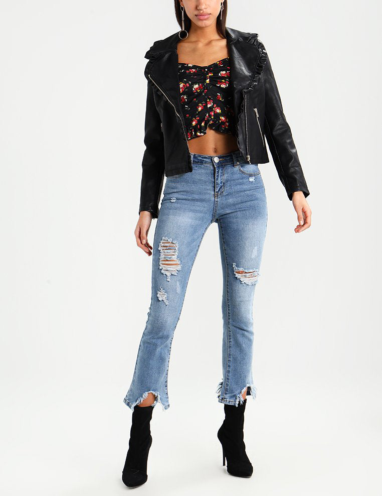 Biker / Motorcycle Jacket - Women Real Lambskin Leather Biker Jacket KW218 - Koza Leathers