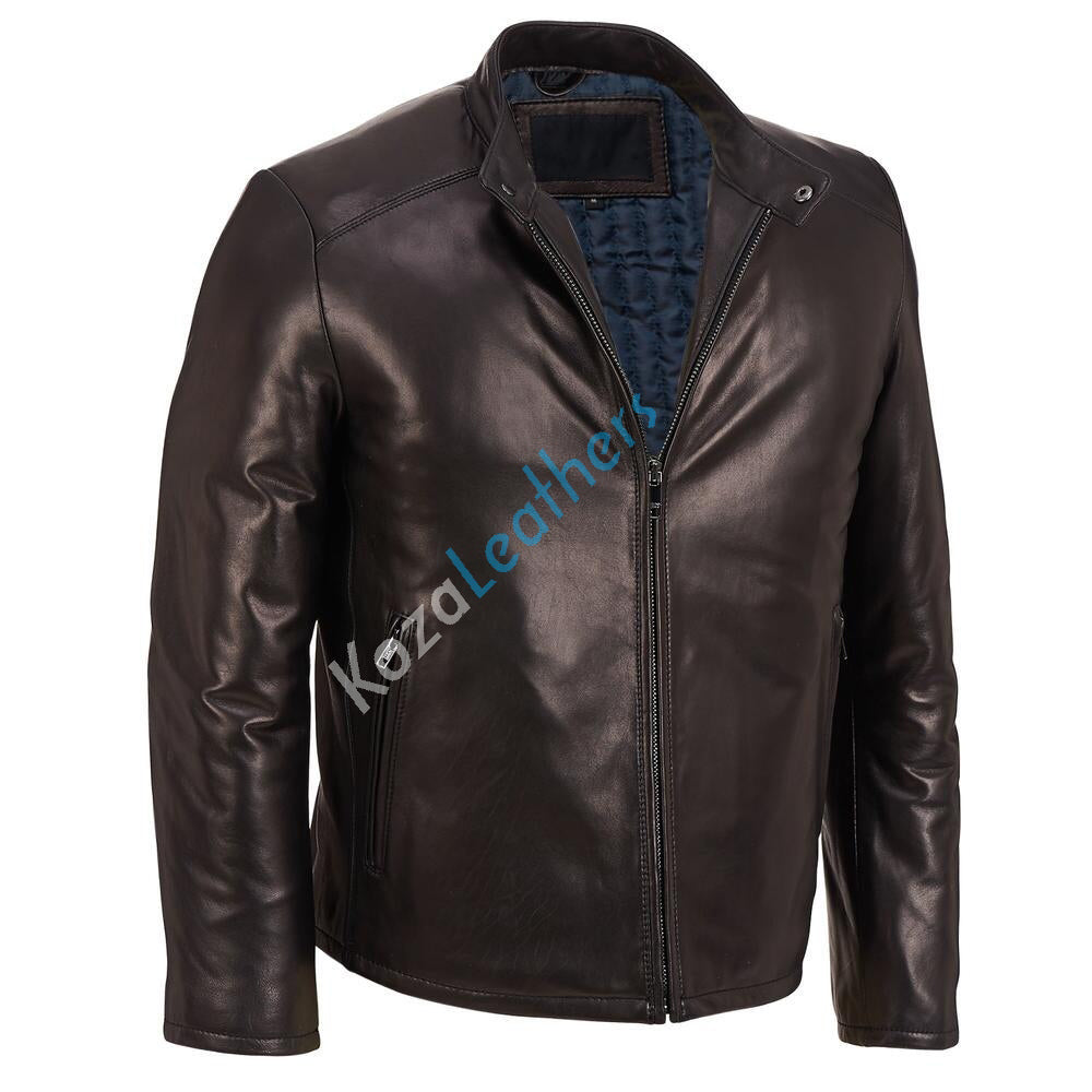 Biker Jacket - Men Real Lambskin Motorcycle Leather Biker Jacket KM171 - Koza Leathers