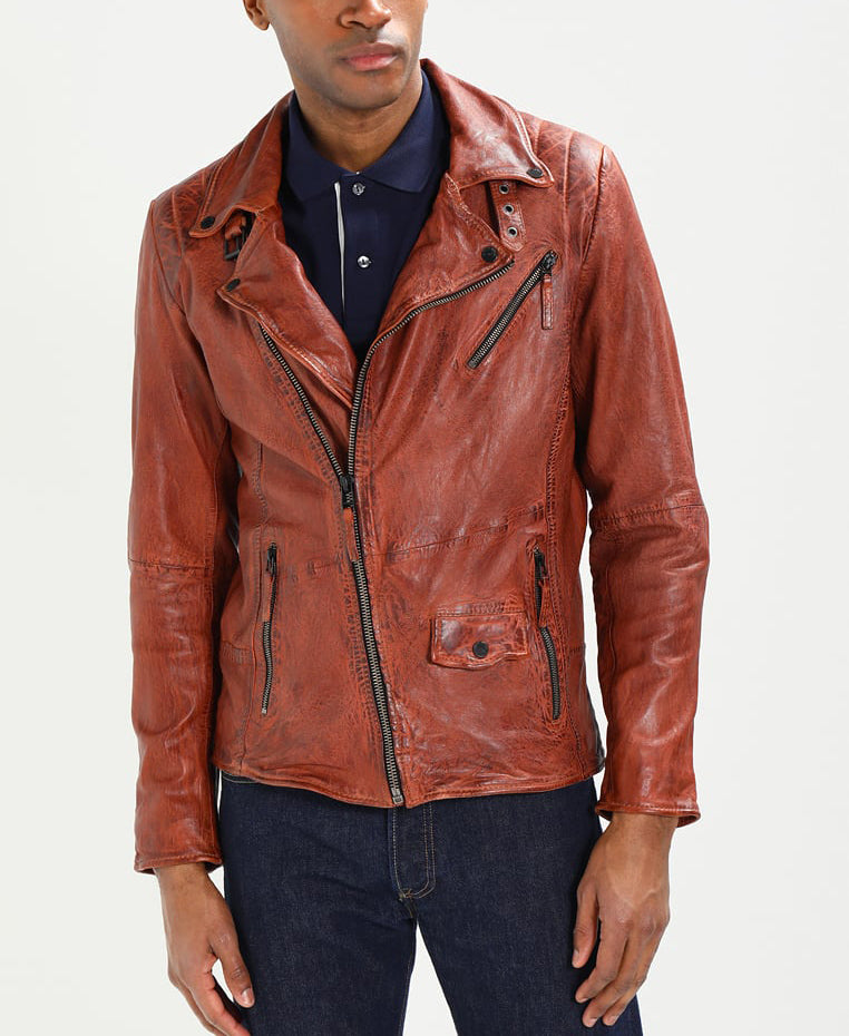 Biker Jacket - Men Real Lambskin Motorcycle Leather Biker Jacket KM264 - Koza Leathers