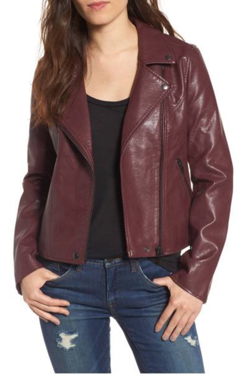 Biker / Motorcycle Jacket - Women Real Lambskin Leather Biker Jacket KW312 - Koza Leathers