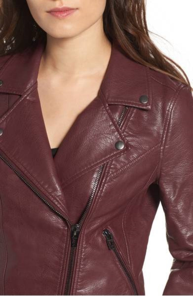 Biker / Motorcycle Jacket - Women Real Lambskin Leather Biker Jacket KW312 - Koza Leathers