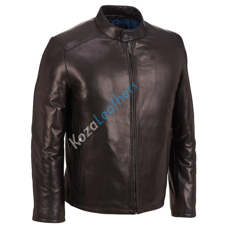 Biker Jacket - Men Real Lambskin Motorcycle Leather Biker Jacket KM171 - Koza Leathers