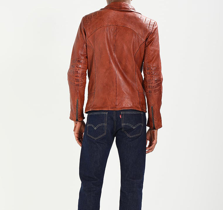 Biker Jacket - Men Real Lambskin Motorcycle Leather Biker Jacket KM264 - Koza Leathers