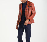 Biker Jacket - Men Real Lambskin Motorcycle Leather Biker Jacket KM264 - Koza Leathers