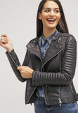 Biker / Motorcycle Jacket - Women Real Lambskin Leather Biker Jacket KW045 - Koza Leathers