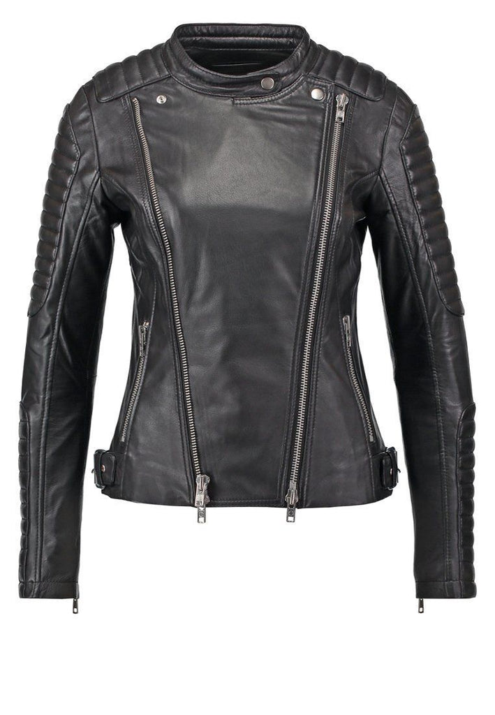 Biker / Motorcycle Jacket - Women Real Lambskin Leather Biker Jacket KW045 - Koza Leathers