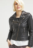 Women Real Lambskin Leather Biker Jacket KW046