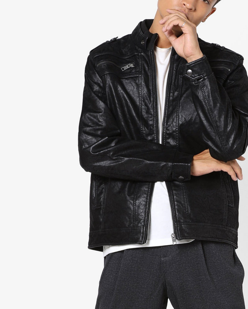 Biker Jacket - Men Real Lambskin Motorcycle Leather Biker Jacket KM635 - Koza Leathers