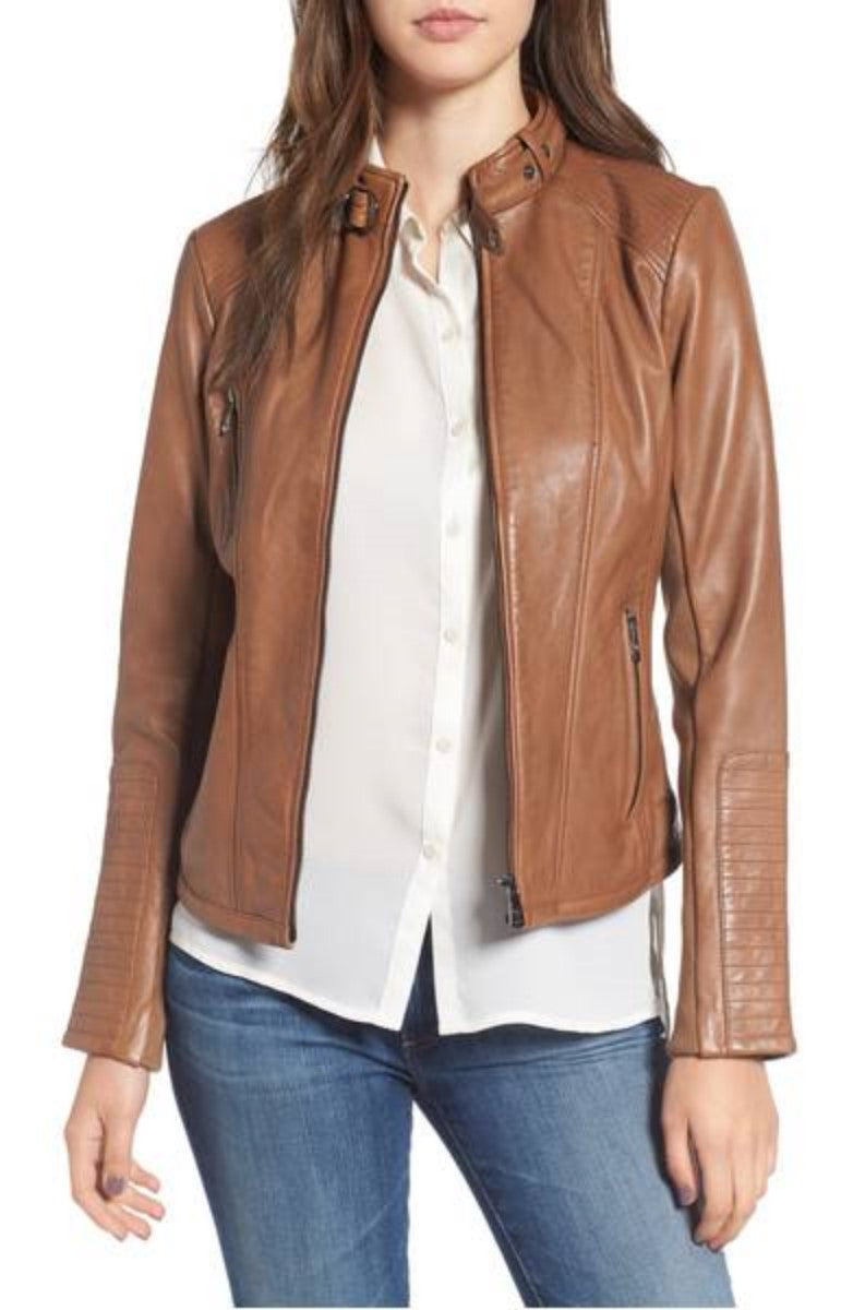 Biker / Motorcycle Jacket - Women Real Lambskin Leather Biker Jacket KW313 - Koza Leathers