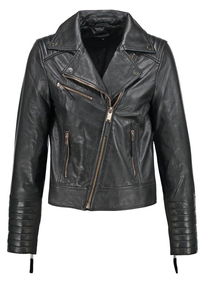 Women Real Lambskin Leather Biker Jacket KW046 - Koza Leathers