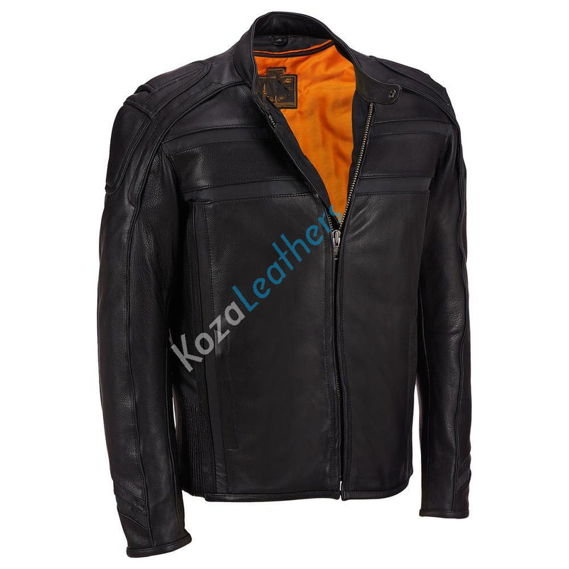Biker Jacket - Men Real Lambskin Motorcycle Leather Biker Jacket KM172 - Koza Leathers