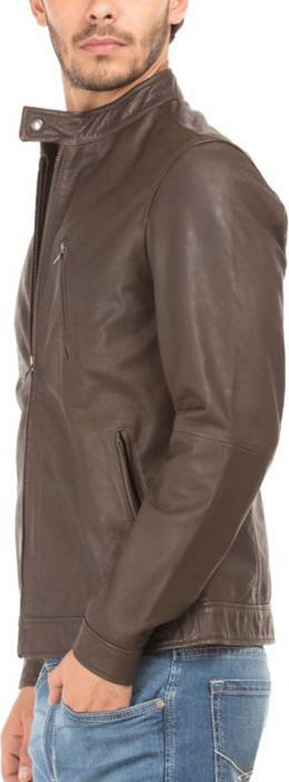 Biker Jacket - Men Real Lambskin Motorcycle Leather Biker Jacket KM414 - Koza Leathers