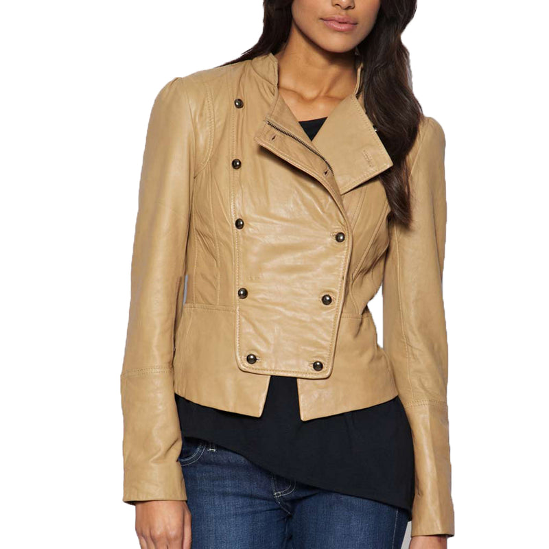 Biker / Motorcycle Jacket - Women Real Lambskin Leather Biker Jacket KW469 - Koza Leathers