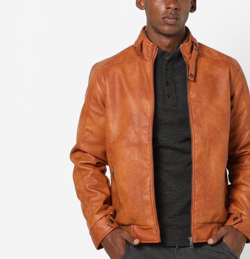 Biker Jacket - Men Real Lambskin Motorcycle Leather Biker Jacket KM637 - Koza Leathers