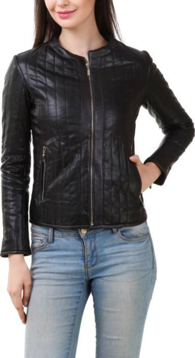 Biker / Motorcycle Jacket - Women Real Lambskin Leather Biker Jacket KW403 - Koza Leathers