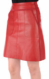 Knee Length Skirt - Women Real Lambskin Leather Slim Fit Skirt WS077 - Koza Leathers