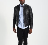 Biker Jacket - Men Real Lambskin Motorcycle Leather Biker Jacket KM267 - Koza Leathers