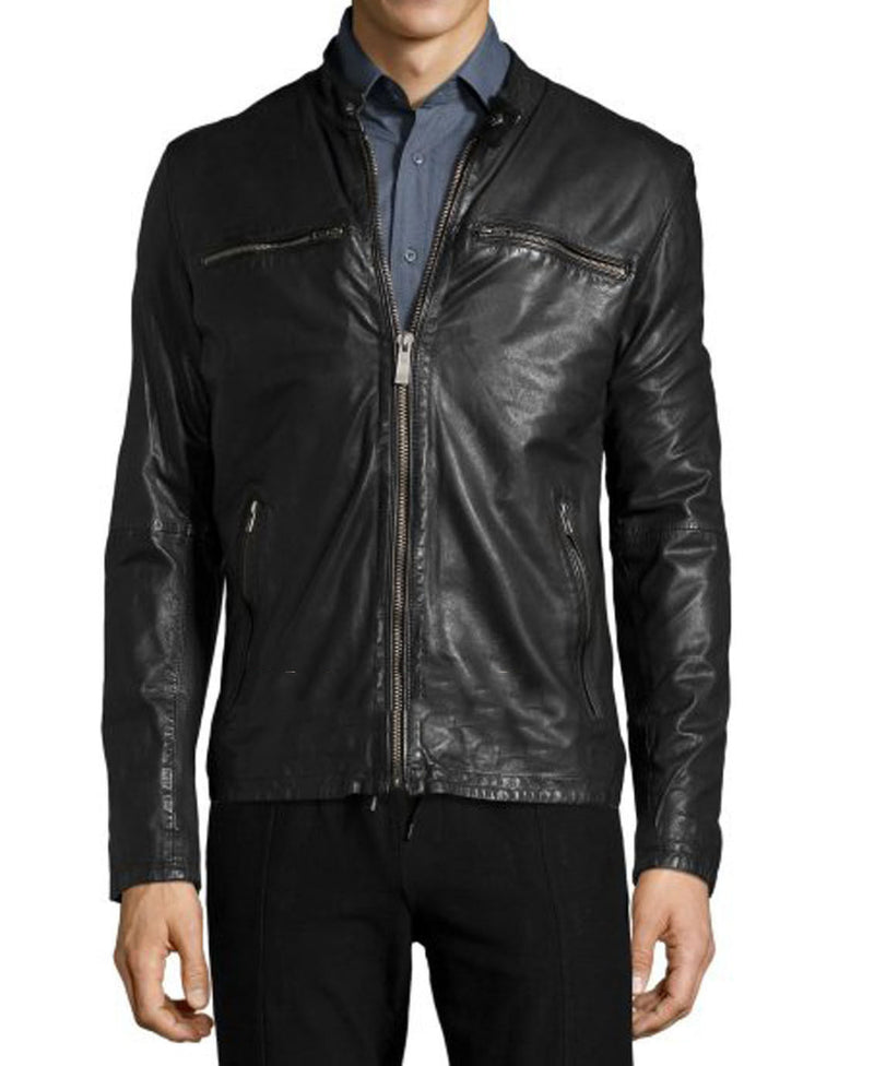 Biker Jacket - Men Real Lambskin Leather Jacket KM134 - Koza Leathers