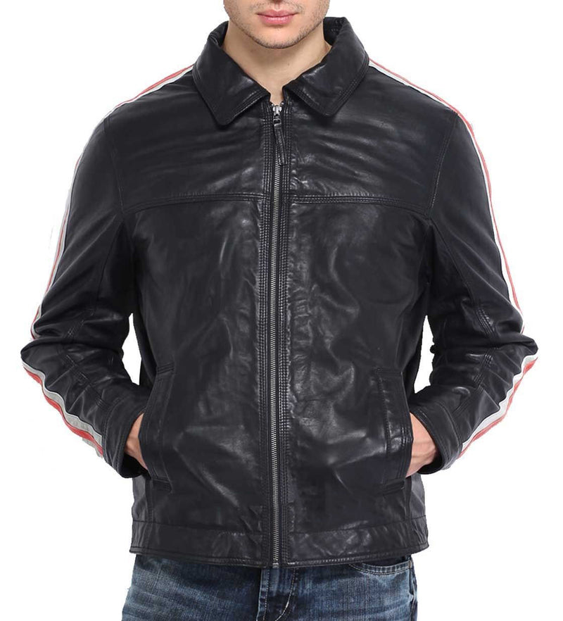 Biker Jacket - Men Real Lambskin Leather Jacket KM136 - Koza Leathers
