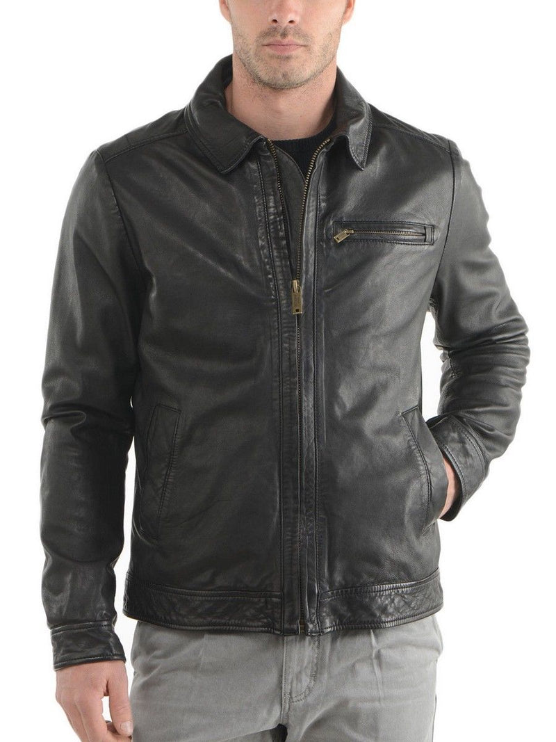 Biker Jacket - Men Real Lambskin Leather Jacket KM142 - Koza Leathers
