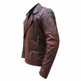 Koza Leathers Men's Genuine Lambskin Leather Vintage Motorcycle Jacket VJ004