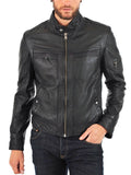 Biker Jacket - Men Real Lambskin Leather Jacket KM146 - Koza Leathers