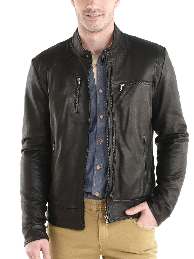 Biker Jacket - Men Real Lambskin Leather Jacket KM147 - Koza Leathers