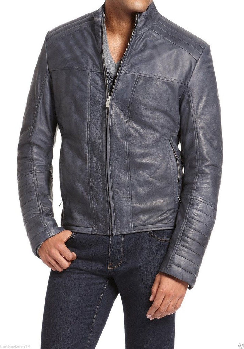 Biker Jacket - Men Real Lambskin Leather Jacket KM131 - Koza Leathers