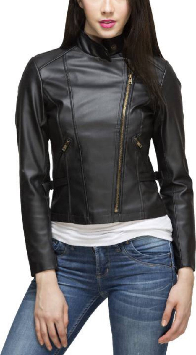 Biker / Motorcycle Jacket - Women Real Lambskin Leather Biker Jacket KW378 - Koza Leathers