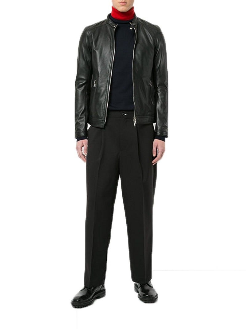 Biker Jacket - Men Real Lambskin Motorcycle Leather Biker Jacket KM356 - Koza Leathers