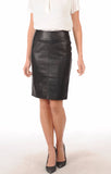Knee Length Skirt - Women Real Lambskin Leather Slim Fit Skirt WS078 - Koza Leathers