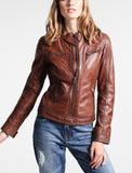Biker / Motorcycle Jacket - Women Real Lambskin Leather Biker Jacket KW224 - Koza Leathers