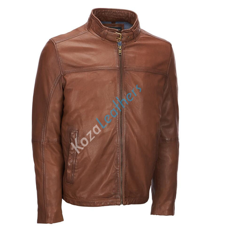 Biker Jacket - Men Real Lambskin Motorcycle Leather Biker Jacket KM174 - Koza Leathers