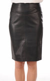 Knee Length Skirt - Women Real Lambskin Leather Slim Fit Skirt WS078 - Koza Leathers