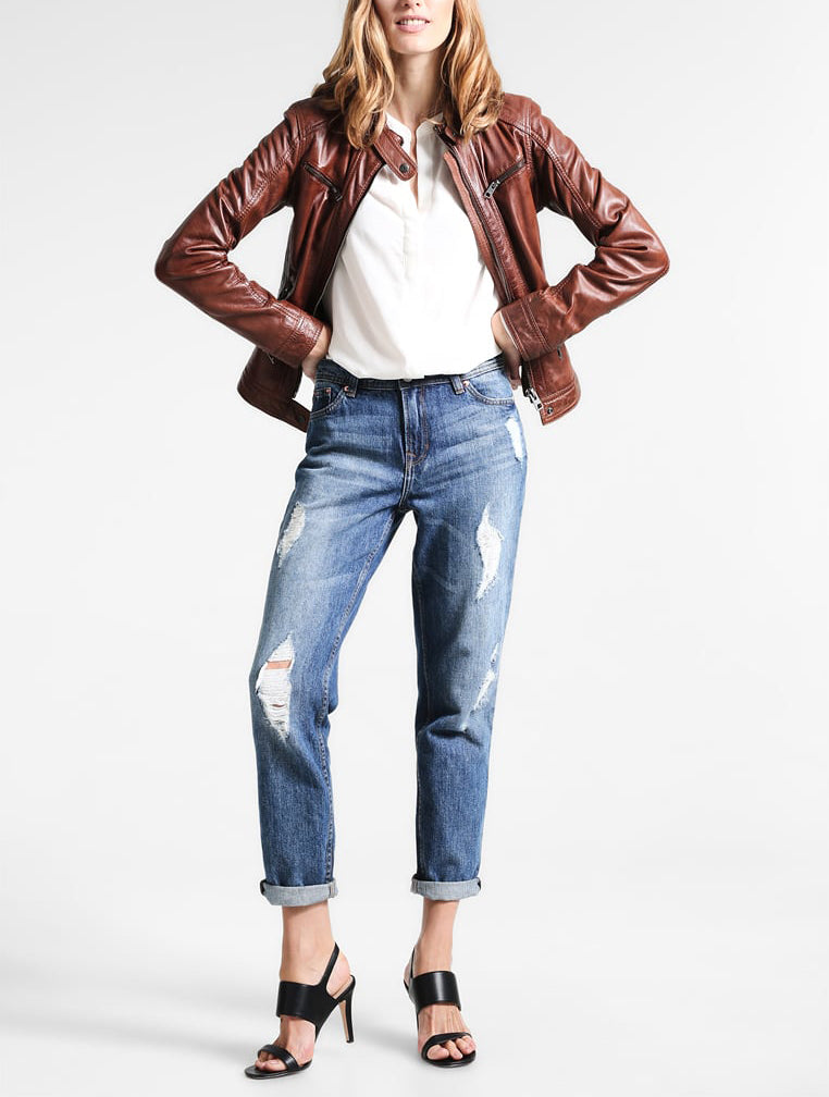 Biker / Motorcycle Jacket - Women Real Lambskin Leather Biker Jacket KW224 - Koza Leathers