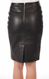 Knee Length Skirt - Women Real Lambskin Leather Slim Fit Skirt WS078 - Koza Leathers
