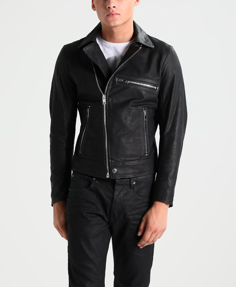 Biker Jacket - Men Real Lambskin Motorcycle Leather Biker Jacket KM269 - Koza Leathers