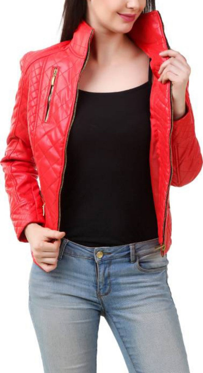 Biker / Motorcycle Jacket - Women Real Lambskin Leather Biker Jacket KW404 - Koza Leathers